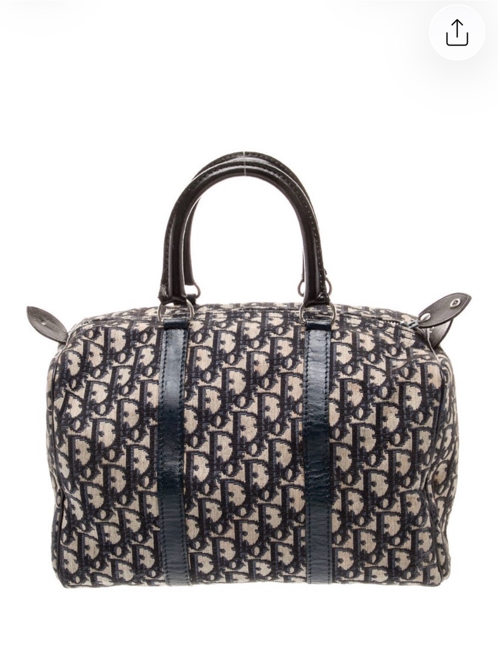 Dior Navy and Cream Oblique Canvas Satchel